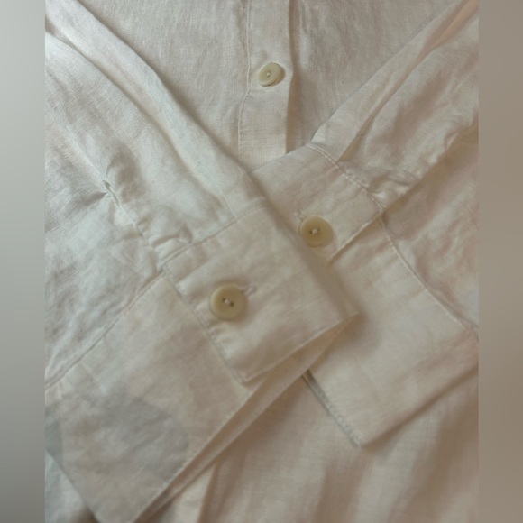 NWT FLAX Lily White Linen Button Down Shirt Tunic Long L - Picture 6 of 10
